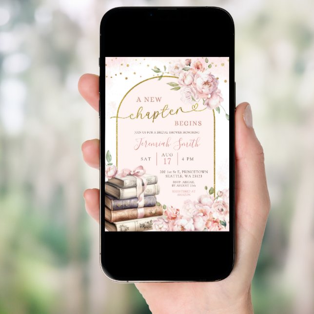 Blush Pink Peony Storybook Theme Bridal Shower Invitation (Front Digital)