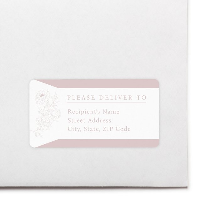 Blush Pink Peony Wedding Return Address Label (Creator Uploaded)