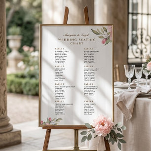 Blush Pink Peony Wedding Seating Chart Sign