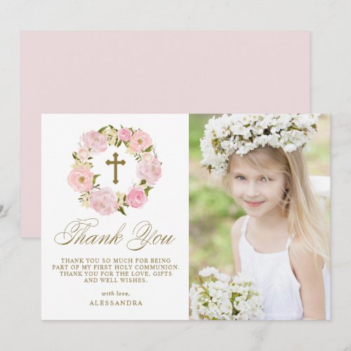 Blush Pink Peony Wreath Gold First Holy Communion