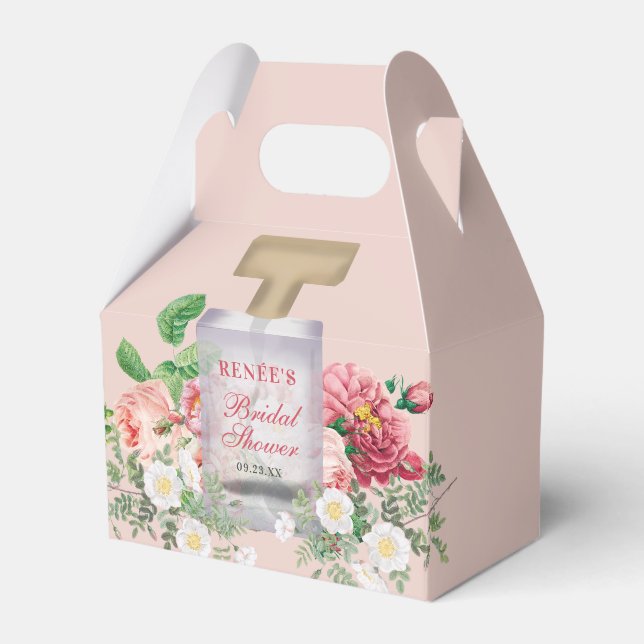 Blush Pink Perfume Bottle Floral Bridal Shower  Favor Boxes (Front Side)