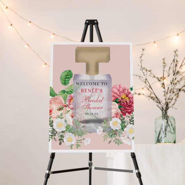 Blush Pink Perfume Bottle Floral Bridal Shower  Foam Board (In Situ (Stand))