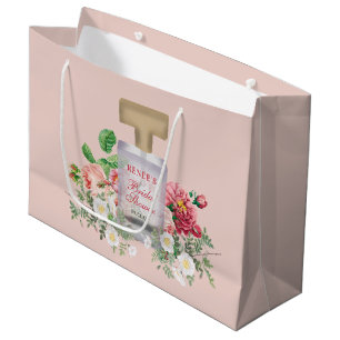 Blush Pink Perfume Bottle Floral Bridal Shower Large Gift Bag