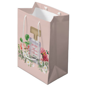 Blush Pink Perfume Bottle Floral Bridal Shower Medium Gift Bag