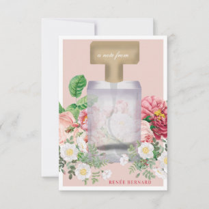Blush Pink Perfume Bottle Floral Bridal Shower Note Card