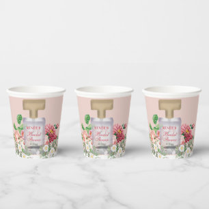 Blush Pink Perfume Bottle Floral Bridal Shower Paper Cups