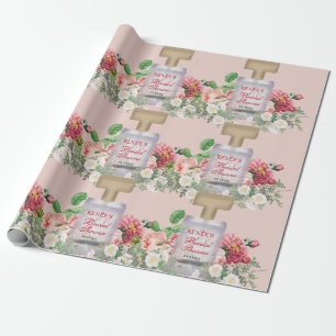 Blush Pink Perfume Bottle Floral Bridal Shower Wrapping Paper