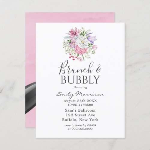 Blush Pink Periwinkle Tulip Brunch  Bubbly  Invitation