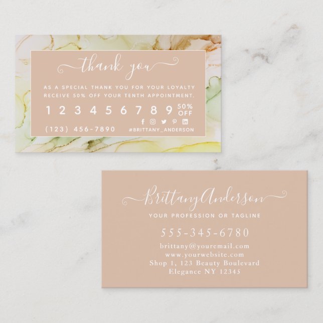 Blush Pink Personalized Beauty Loyalty Card (Front/Back)