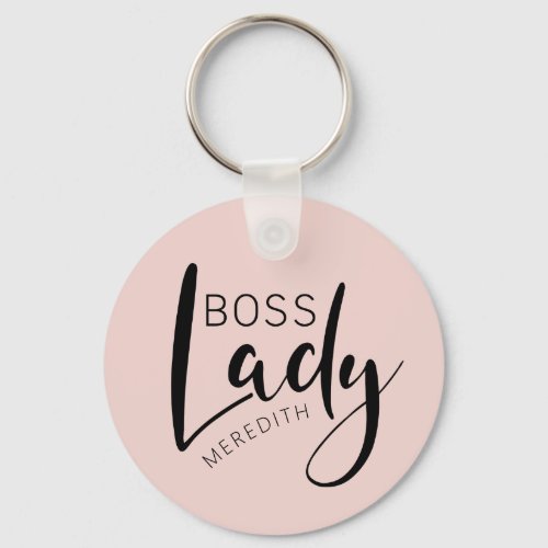 Blush Pink Personalized Boss Lady Logo Keychain