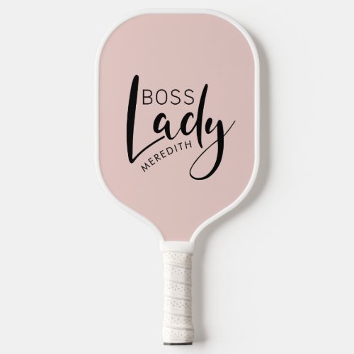 Blush Pink Personalized Boss Lady Logo Pickleball Paddle