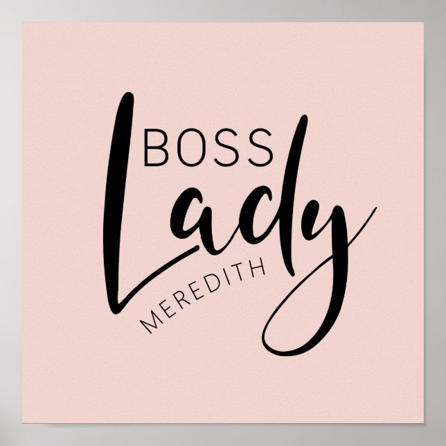 Blush Pink Personalized Boss Lady Logo Poster (Front)