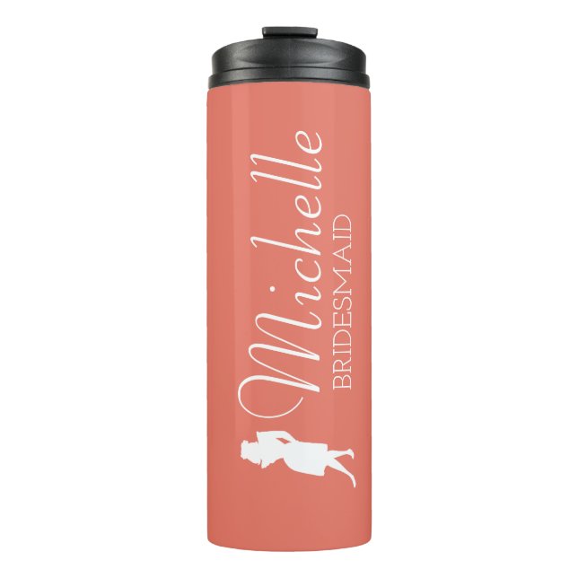Blush Pink Personalized Bridesmaid  Thermal Tumbler (Front)