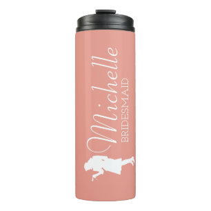 Blush Pink Personalized Bridesmaid Thermal Tumbler