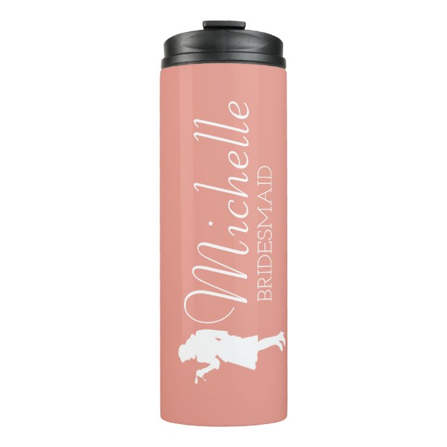 Blush Pink Personalized Bridesmaid Thermal Tumbler (Front)