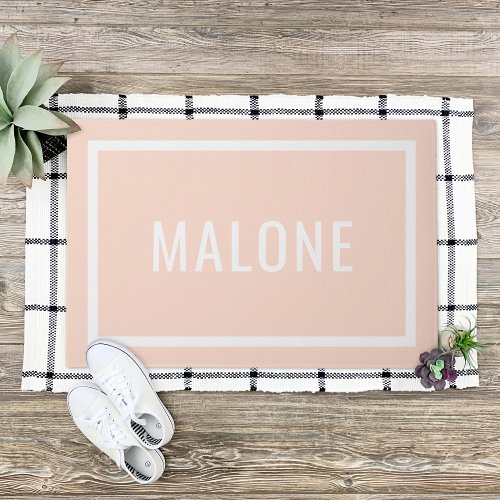 Blush Pink Personalized Family Name Doormat