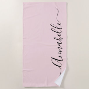 Blush Pink Personalized Girls Name Beach Towel