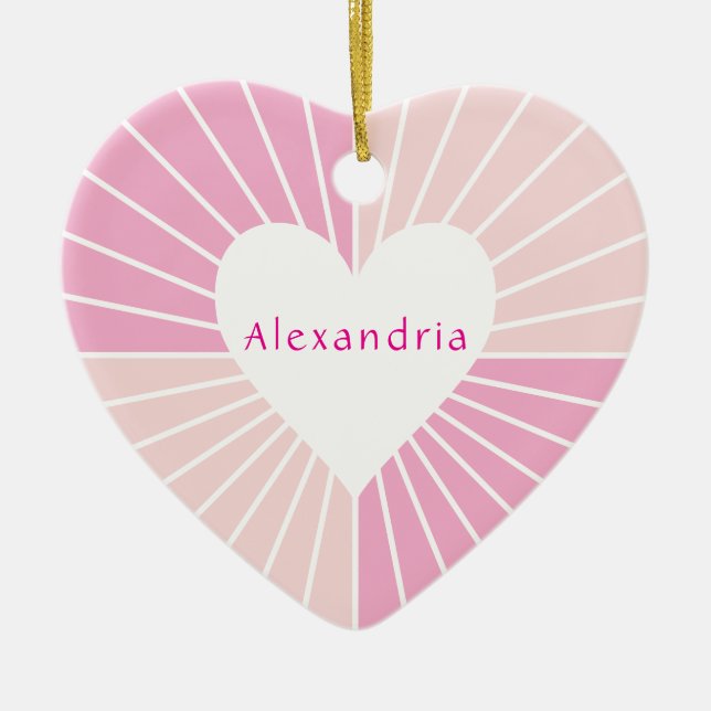 Blush pink personalized heart ceramic ornament (Front)