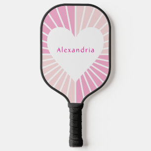 Blush pink personalized heart pickleball paddle
