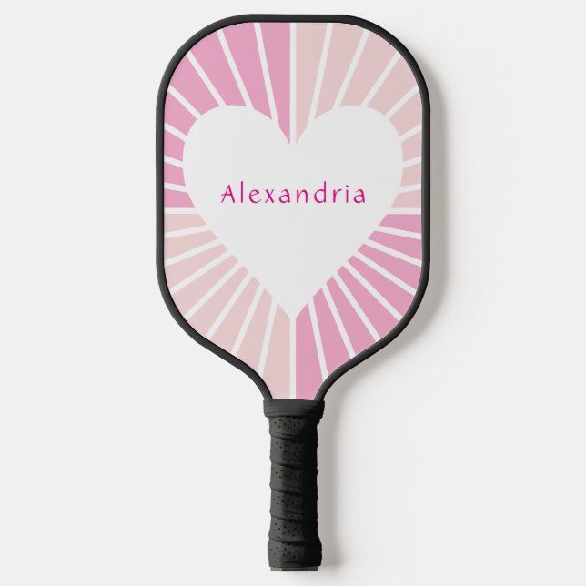 Blush pink personalized heart pickleball paddle (Front)