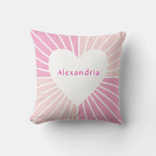 Blush pink personalized heart throw pillow