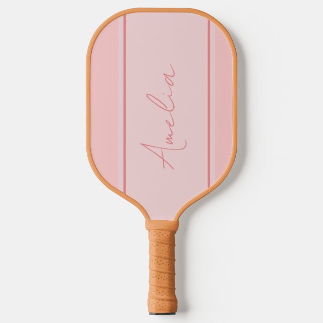 Blush Pink Personalized Minimal Pickleball Paddle (Front)