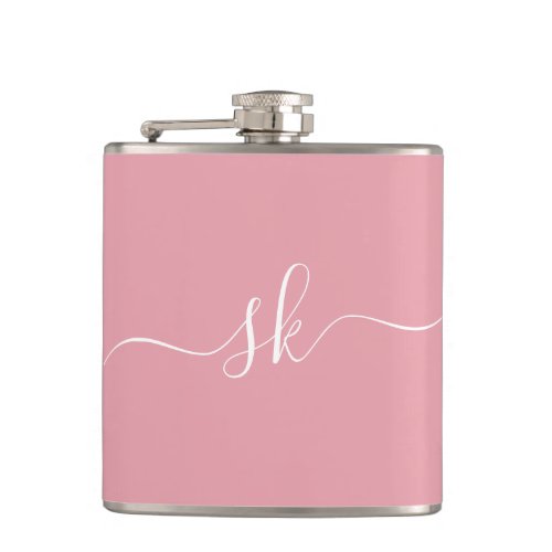 Blush Pink Personalized Monogram Bachelorette  Flask