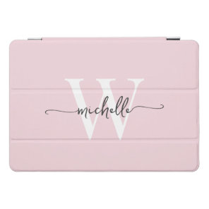 Blush Pink Personalized Monogram Name Script iPad Pro Cover
