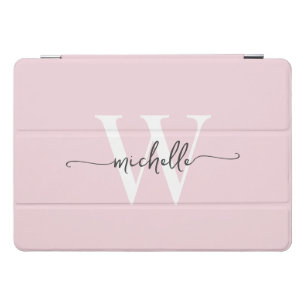Blush Pink Personalized Monogram Name Script iPad Pro Cover