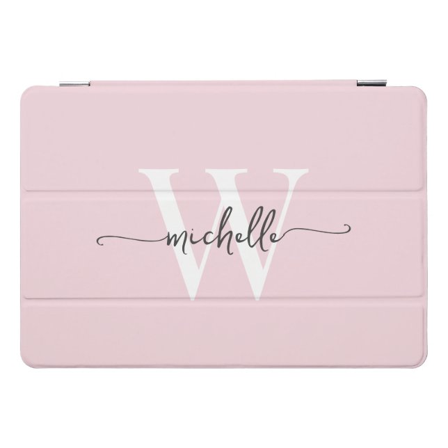 Blush Pink Personalized Monogram Name Script iPad Pro Cover (Horizontal)