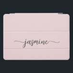Blush Pink Personalized Monogram Name Script iPad Pro Cover<br><div class="desc">Girly Blush Pink Simple Minimal Monogram Name Script Custom Personalized iPad Cover. These design featuring your first name in a pretty hand lettered style swash tail font typography (or calligraphy) on light pastel blush pink or dusty pink. These are easy to customize. Great stylish feminine gift for birthday, bridal shower,...</div>