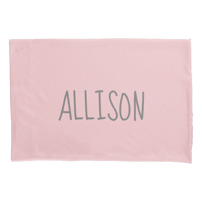 Blush Pink Personalized Name Kids Pillow Case (Front)