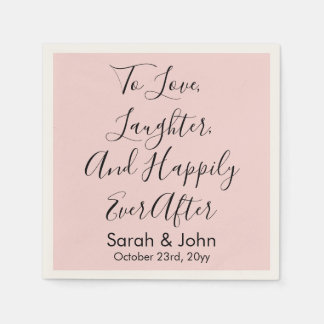 Blush Pink Personalized Script Wedding Reception  Napkins