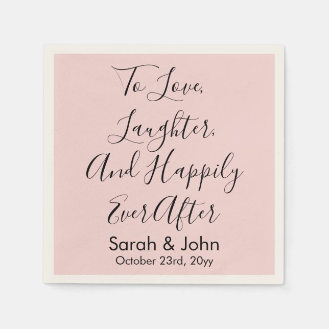 Blush Pink Personalized Script Wedding Reception  Napkins (Front)