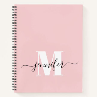 Blush Pink Personalized Sketchbook Monogram Name Notebook