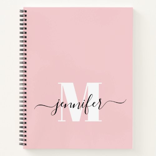 Blush Pink Personalized Sketchbook Monogram Name Notebook