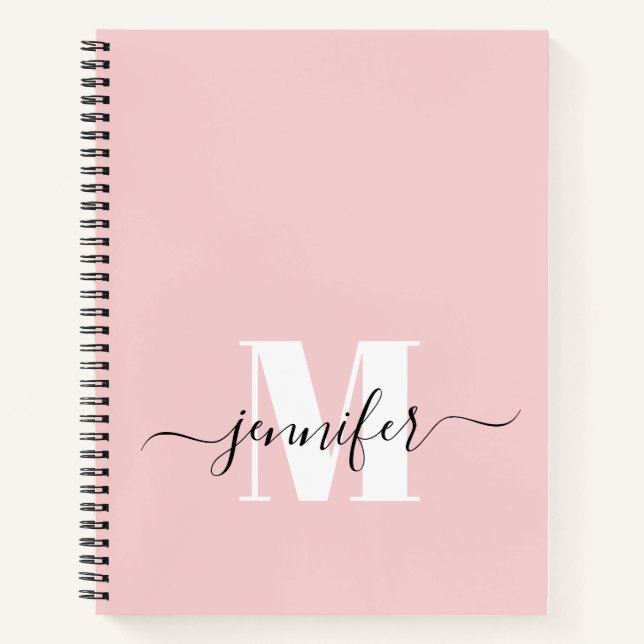 Blush Pink Personalized Sketchbook Monogram Name Notebook (Front)