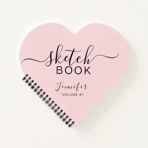 Blush Pink Personalized Sketchbook Your Name Notebook