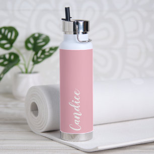 Blush Pink Personalized Wedding Bridesmaid Water Bottle