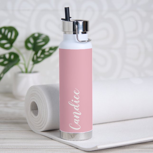 Blush Pink Personalized Wedding Bridesmaid Water Bottle (Yoga)