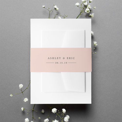 Blush Pink Personalized Wedding Invitation Belly Band