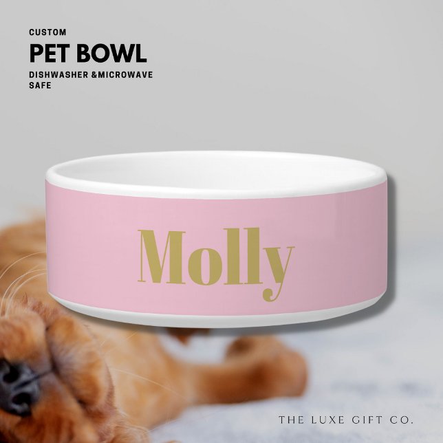 Blush Pink Pet Bowl with Custom Name (Creator Uploaded)