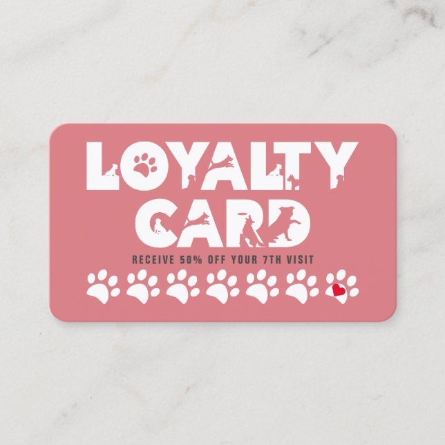 Blush Pink Pet Grooming  Loyalty Card (Front)