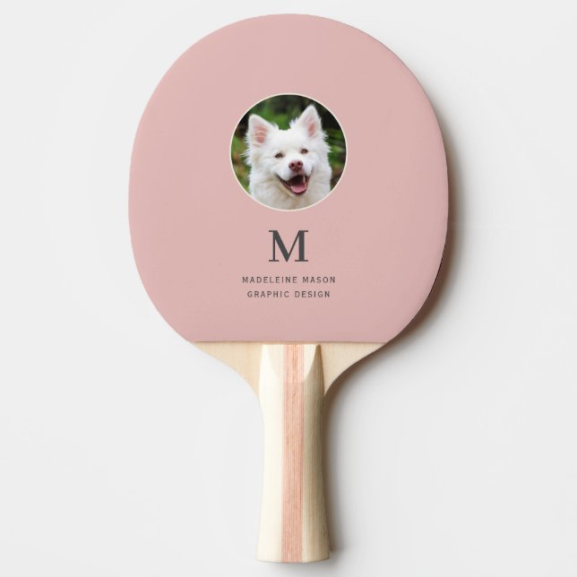 Blush Pink Pet Photo Personalized Ping Pong Paddle (Front)