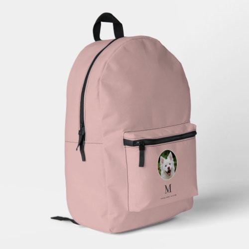 Blush Pink Pet Photo Personalized Printed Backpack