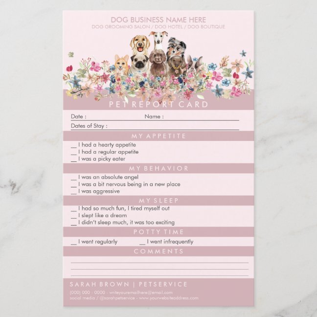 Blush Pink Pet Sitter Groomer Dogs