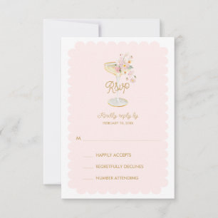 Blush Pink Petals and Prosecco RSVP Card