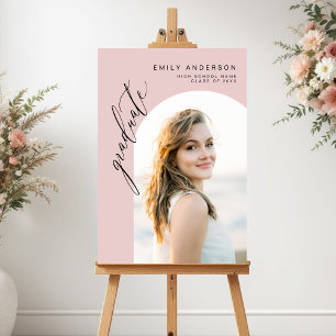 Blush Pink Photo Minimalist Arch Graduation Foam Board