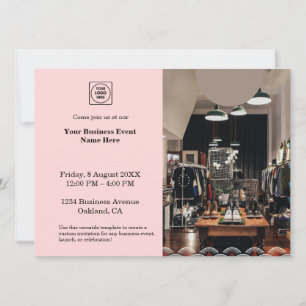 Blush Pink Photo   Modern Simple Business Event Invitation