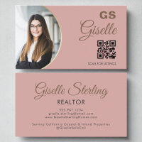 Blush Pink Photo Monogram Realtor QR Code 